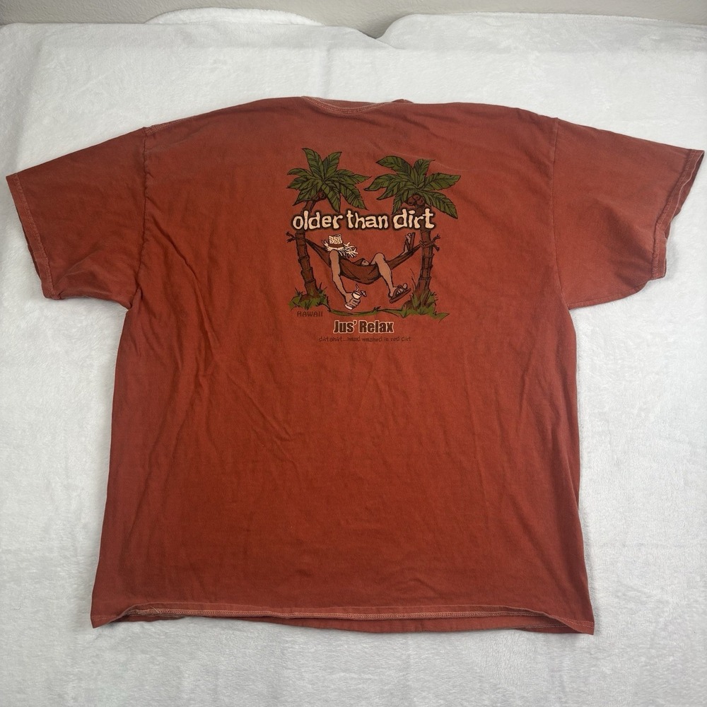 Real Dirt Older Than Dirt Jus' Relax Orange Short Sleeve Graphic Shirt Men's XXL
